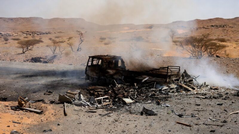 Civilian truck destroyed by improvised explosive device near Aguelhok in northern Mali