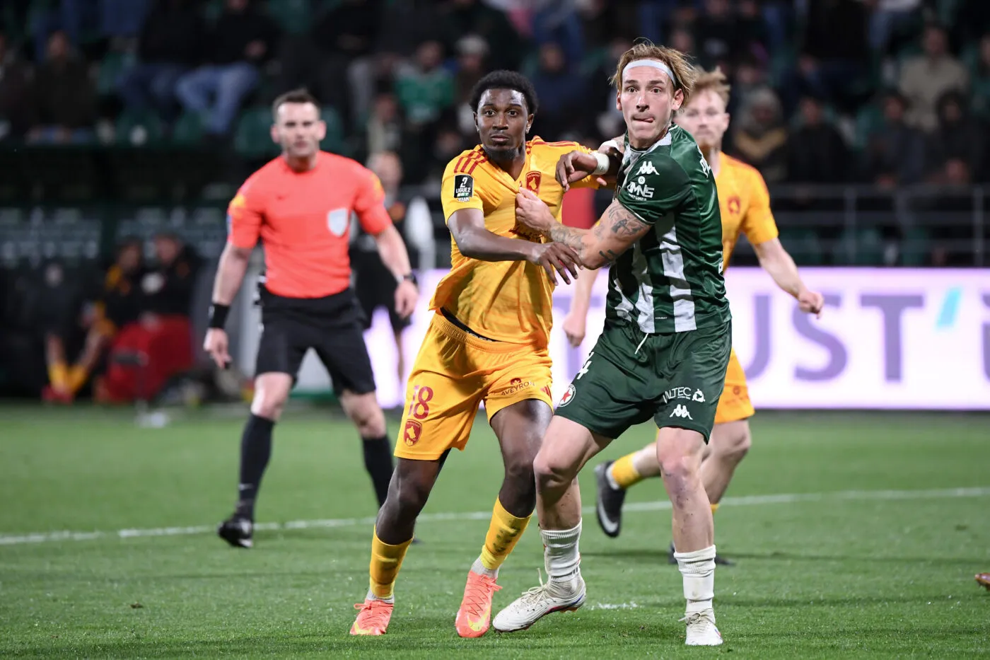 Rodez AFC players celebrating their playoff victory over Red Star