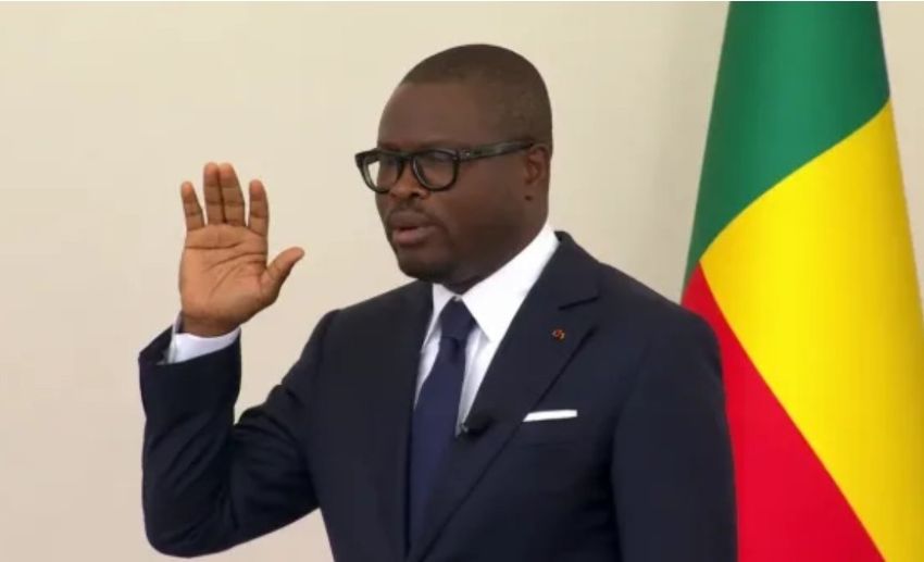 Romuald Wadagni taking the oath of office as Benin's new president