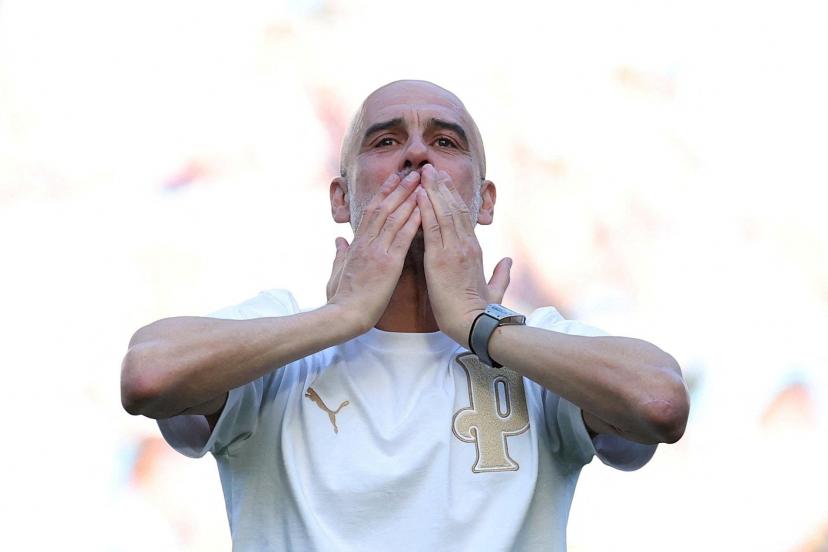Pep Guardiola during his emotional farewell at Manchester City