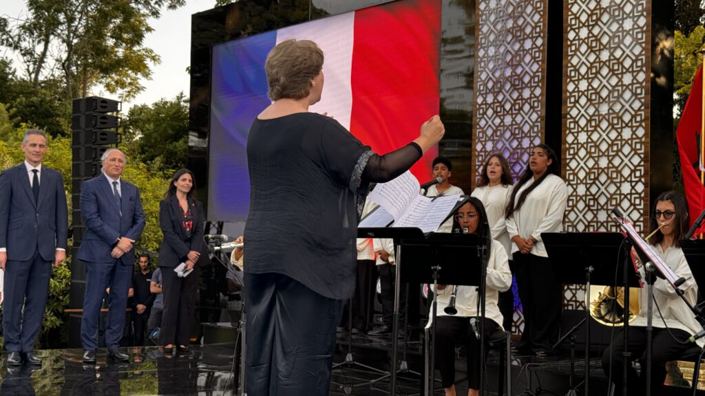 Moroccan officials and diplomats at the French Residence in Rabat