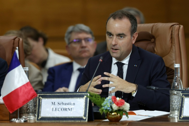 French Prime Minister Sébastien Lecornu delivering opening remarks at a plenary session with Moroccan ministers