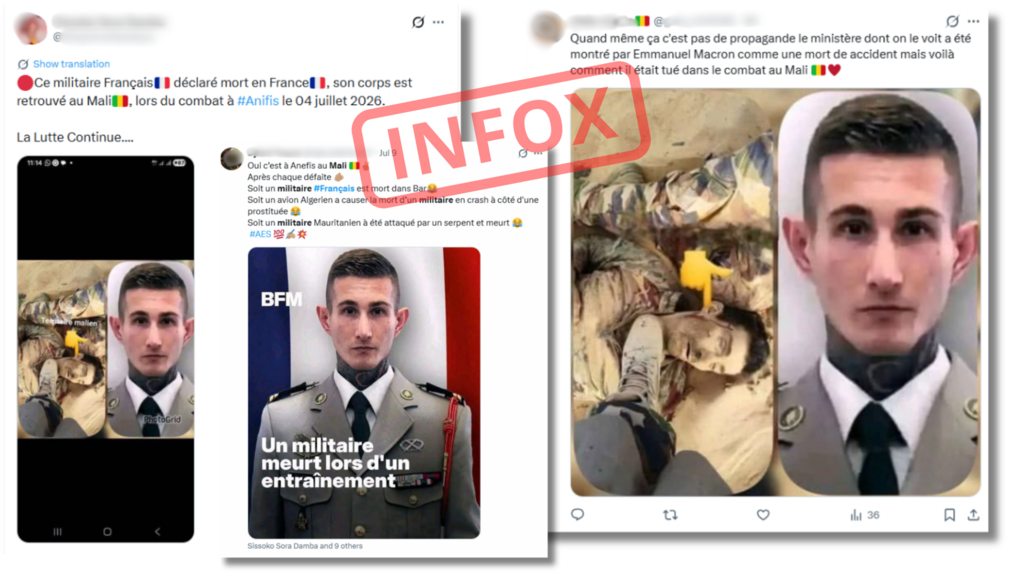 No French soldier was killed in Anefis; these posts are entirely fabricated.