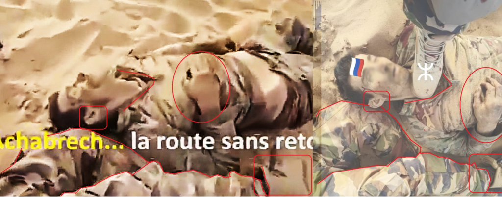 Side-by-side comparison confirms the body in the misleading post matches the Wagner Group member killed in Tinzaouatène in 2024.