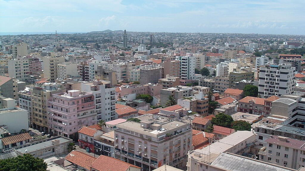 Aerial view of Dakar's Plateau district, the financial hub of Senegal's capital city.