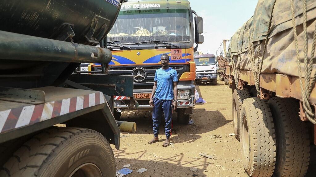 Trucks waiting on the main road connecting Bangui in the Central African Republic to Douala in Cameroon (illustrative image).